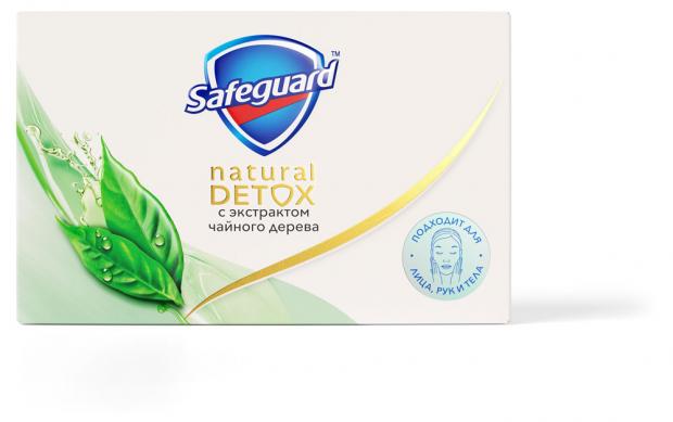 фото Мыло туалетное safeguard natural detox с экстрактом чайного дерева с антибактериальным эффектом, 110 г