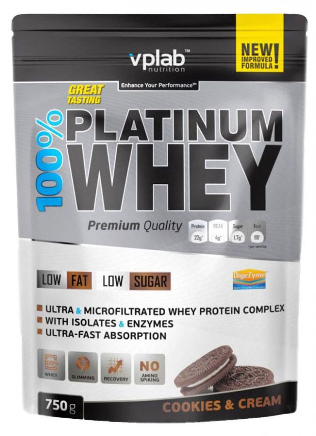 фото Протеин vplab 100% platinum whey печенье-крем, 750 г