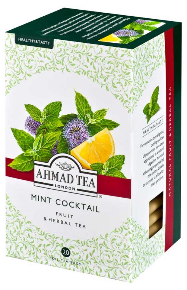 Травяной напиток Ahmad Tea Mint Coctail мята с лимоном в пакетиках, 20х1,5 г