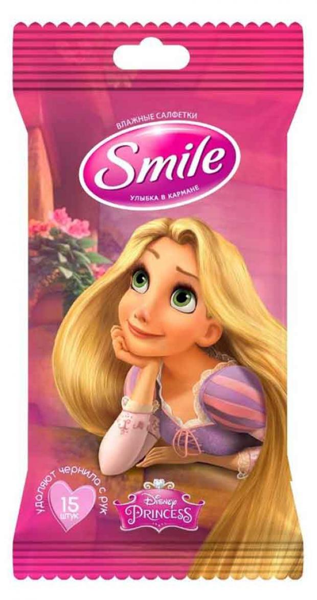 фото Влажные салфетки smile disney princes антибактериальные, 15 шт