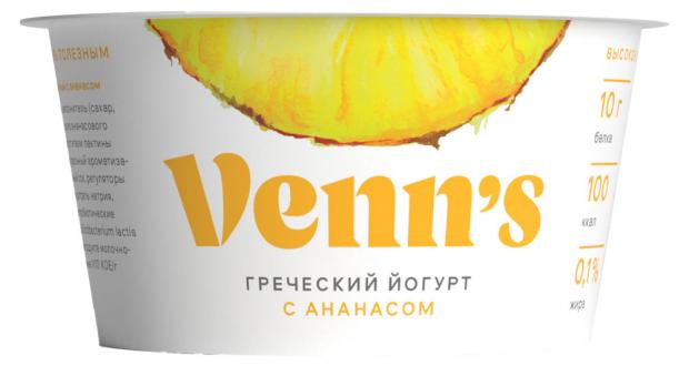 Йогурт Venns ананас 01 130 г 57₽