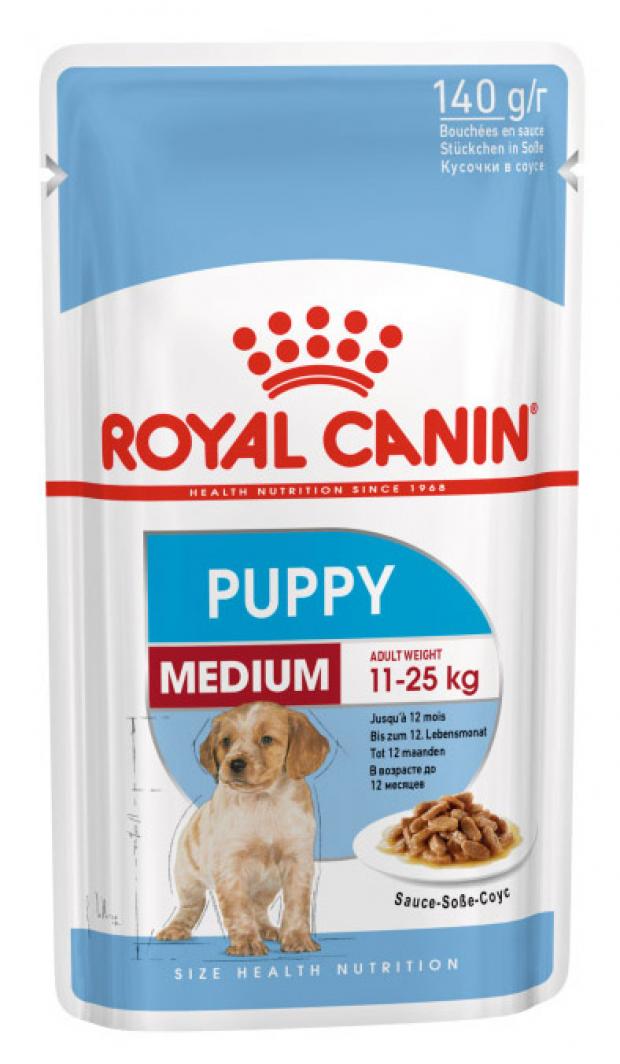 фото Корм для щенков средних пород royal canin medium puppy sause-sobe кусочки в соусе, 140 г