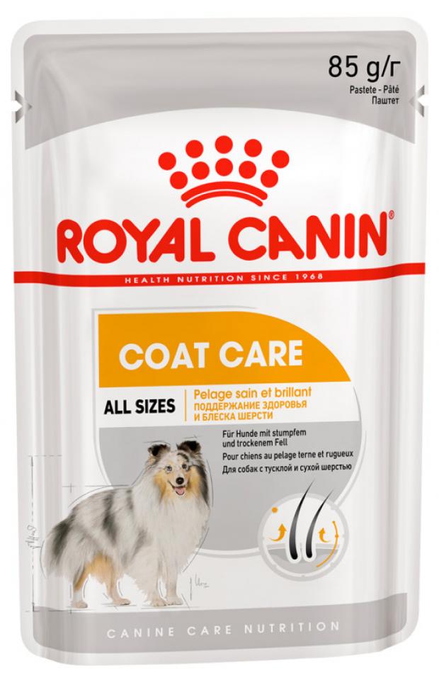 фото Корм для собак royal canin coat care для тусклой и сухой шерсти паштет, 85 г