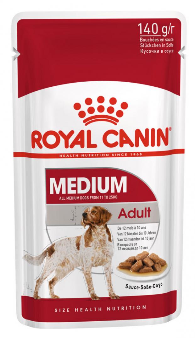 фото Корм для собак средних пород royal canin medium adult sause-sobe кусочки в соусе, 140 г