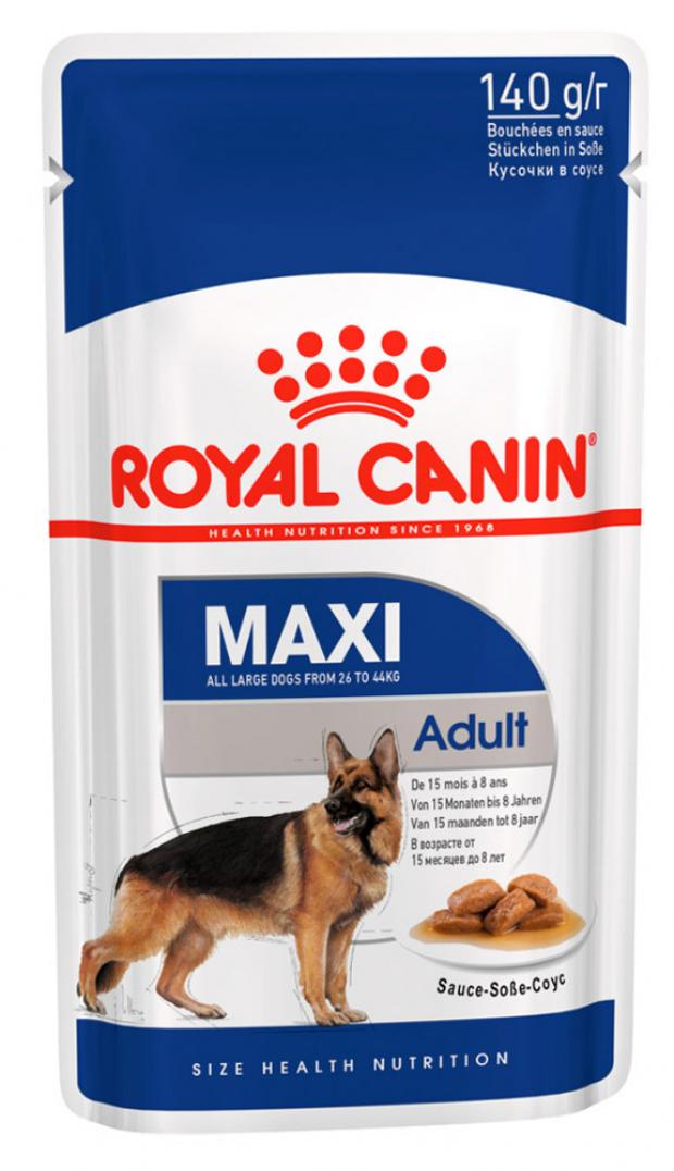 фото Корм для собак крупных пород royal canin maxi adult sause-sobe кусочки в соусе, 140 г