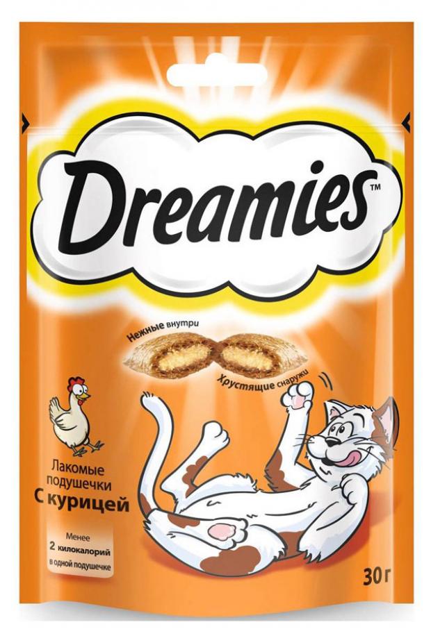 фото Лакомство для кошек dreamies подушечки с курицей, 30 г