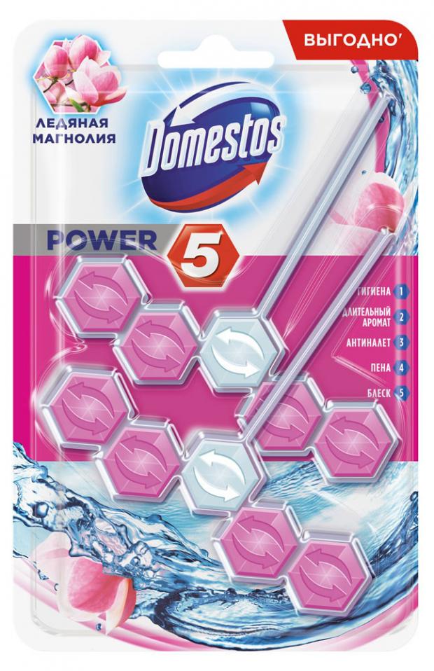 

Подвесной блок для унитаза Domestos Power 5 duo ледяная магнолия, 2X55 г