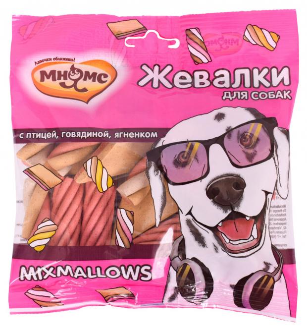 фото Лакомство для собак «мнямс» mixmallows жевалки с птицей говядиной и ягненком, 150 г