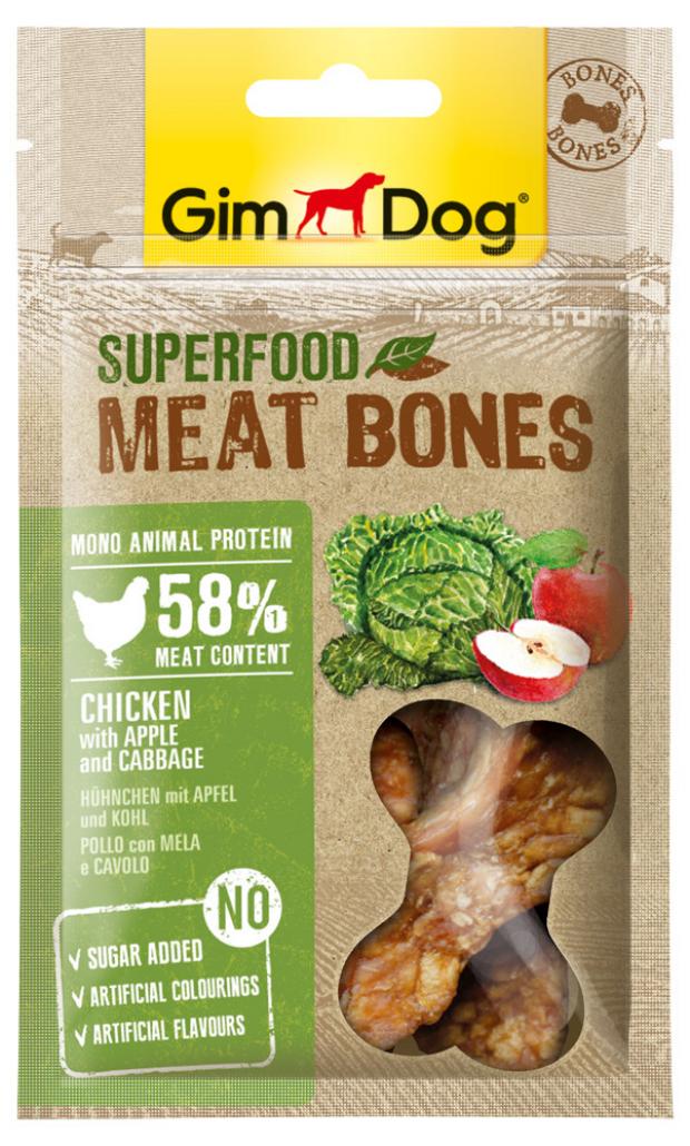 фото Лакомство для собак gimdog meat bones мясные косточки курица с яблоком и капустой, 70 г