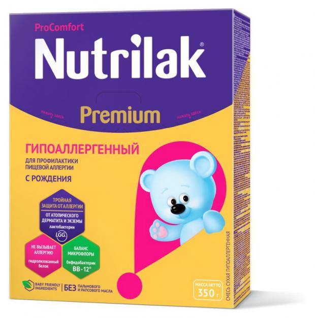 фото Смесь сухая молочная nutrilak premium гипоаллергенный для профилактики пищевой аллергии с рождения, 350 г