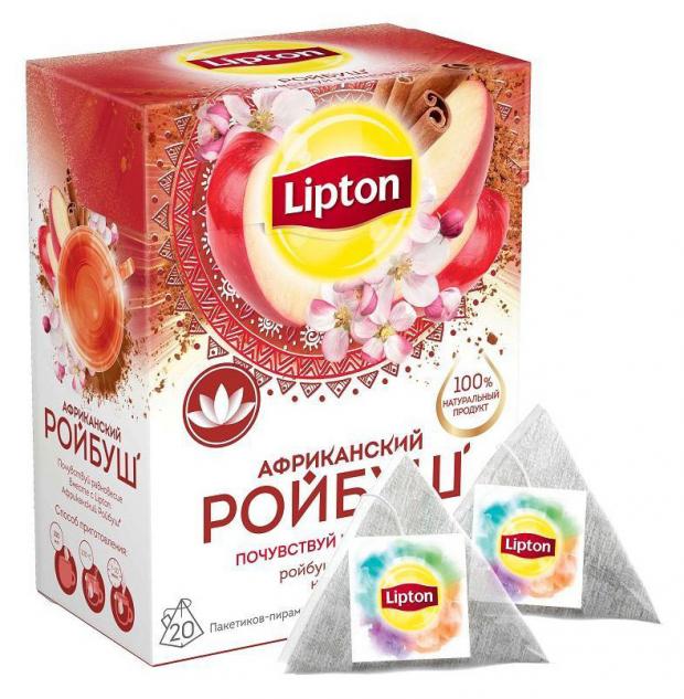 фото Чай травяной lipton африканский ройбуш с корицей и яблоком в пакетиках, 20х1,5 г