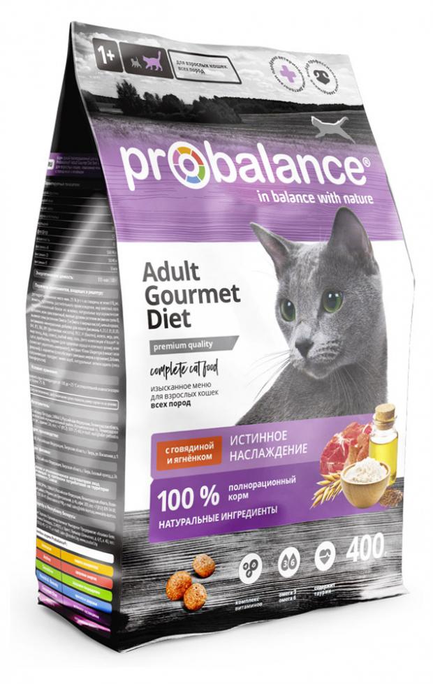 фото Сухой корм для кошек probalance gourmet diet говядина и ягнененок, 400 г