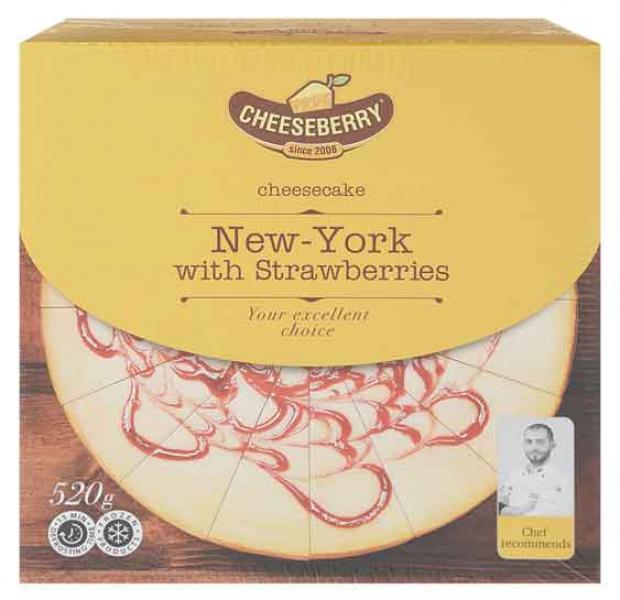 

Мороженое-торт Cheeseberry Чизкейк New-York с клубникой, 520 г