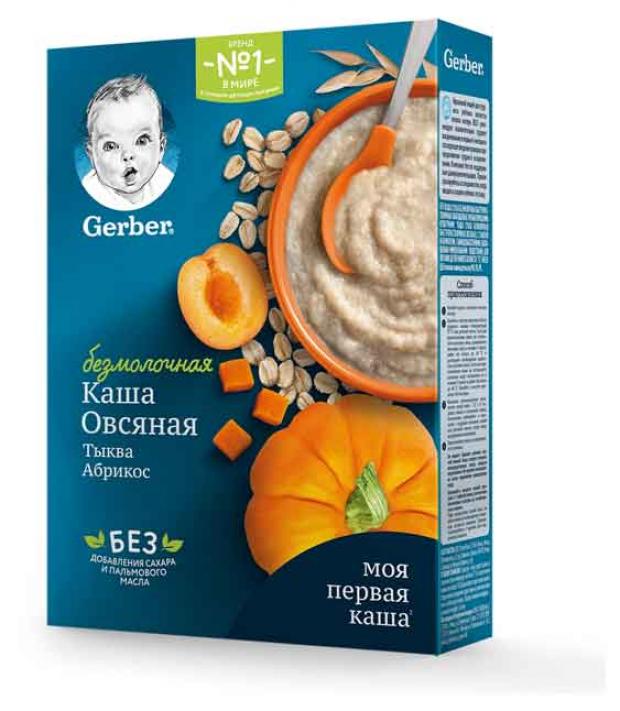 фото Каша безмолочная gerber моя первая каша овсяная тыква-абрикос для продолжения прикорма с бифидобактериями с 5 мес, 180 г gerber®