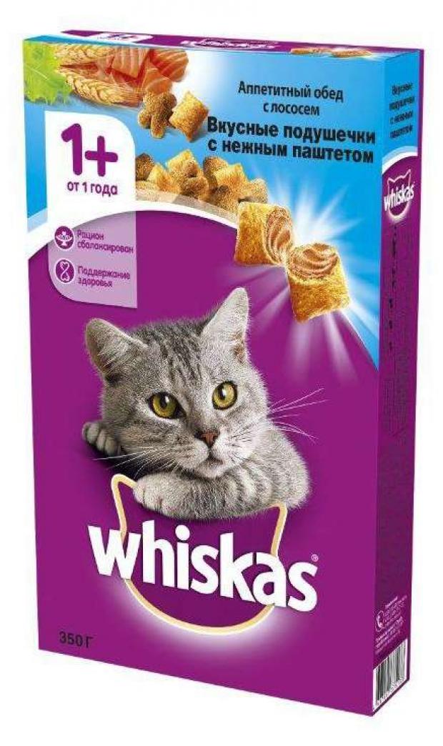 Сухой корм для кошек Whiskas Аппетитный обед с лососем 350 г 99₽