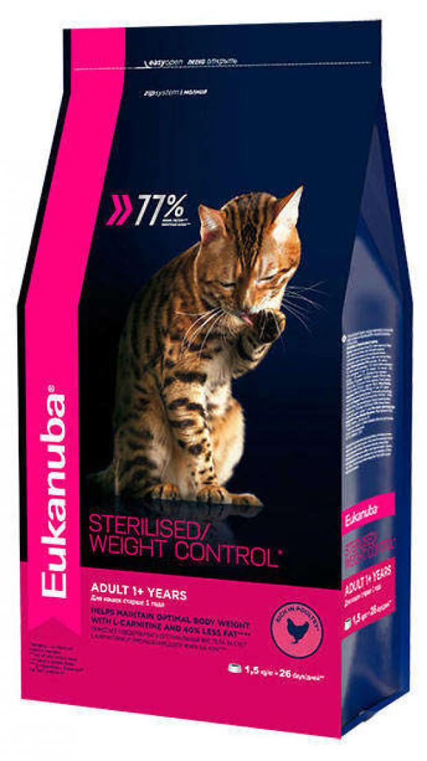 фото Сухой корм для стерилизованных кошек eukanuba sterilised weight control, 1,5 кг