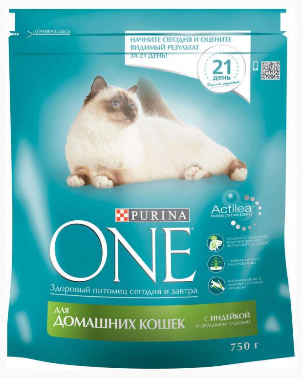 фото Сухой корм для домашних кошек purina one индейка и цельные злаки, 750 г