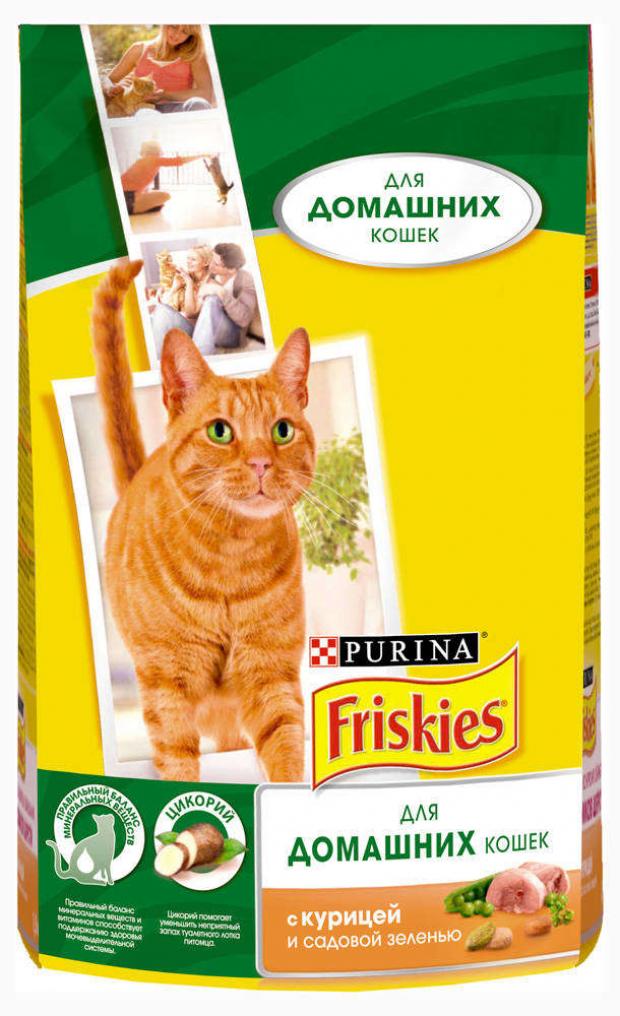 фото Сухой корм для домашних кошек friskies с курицей и садовой зеленью, 1.5 кг