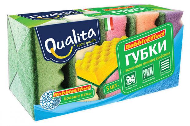 фото Губка для посуды qualita bubble effect, 5 шт