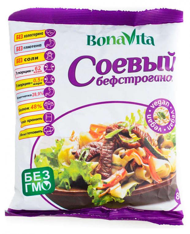 фото Соевое мясо bona vita вкус бефстроганов, 80 г