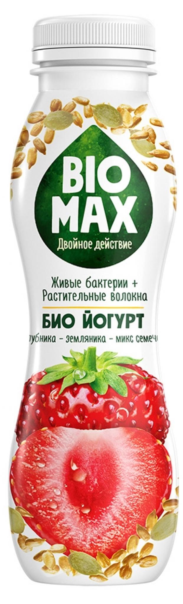 Биойогурт питьевой BioMax клубника земляника семечки 1,9%, 270 г