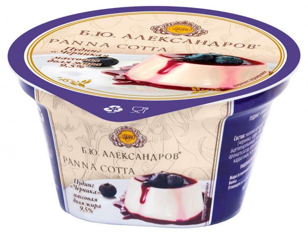 фото Пудинг «б.ю. александров» panna cotta черника 9,5%, 160 г