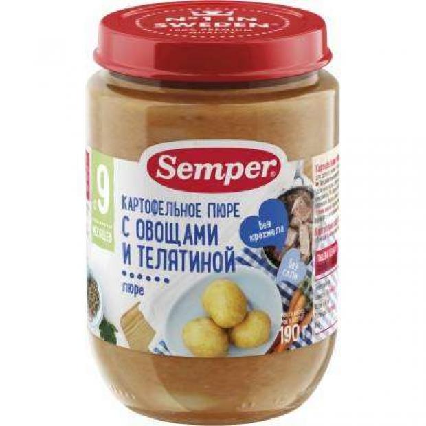 фото Пюре semper картофельное пюре с овощами и телятиной с 9 мес, 190 г