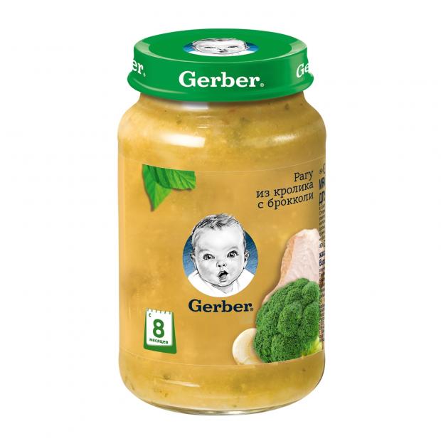 

Пюре Gerber рагу из кролика с брокколи с 8 мес, 190 г