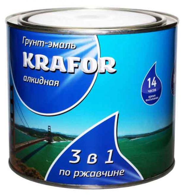 Грунт-эмаль по ржавчине Krafor алкидная 3 в 1 серая, 1,9 кг