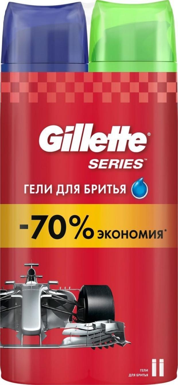 фото Набор гель для бритья gillette series гель moisturizing с маслом какао, 200 мл + гель sens skin с алоэ, 200 мл