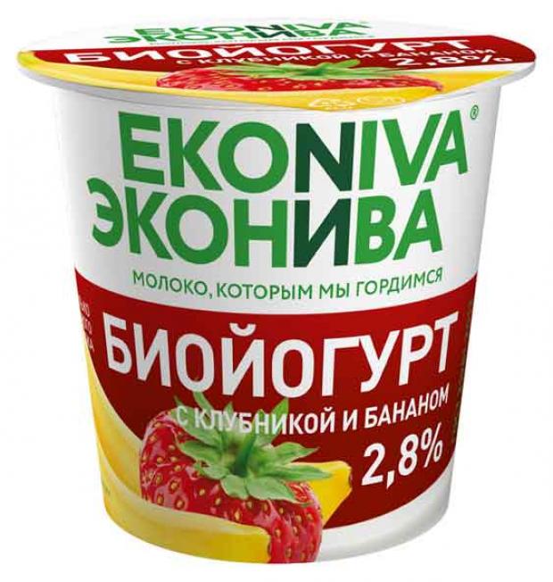 фото Биойогурт ekoniva клубника банан 2,8%, 125 г