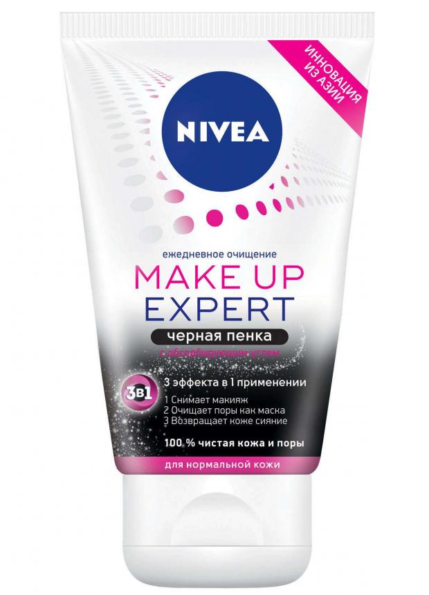 фото Пенка для умывания nivea черная для нормальной кожи 3в1, 100 мл