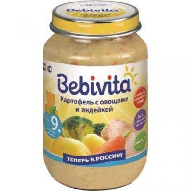 фото Пюре bebivita картофель с овощами и индейкой с 9 мес, 190 г