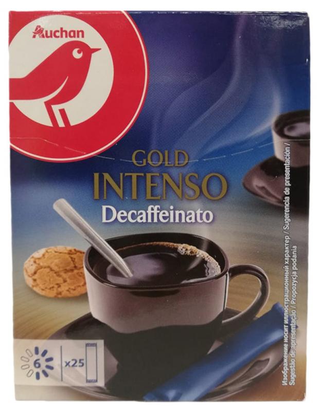 

Кофе растворимый АШАН Gold Intenso Decaffeinato без кофеина, 25х2 г