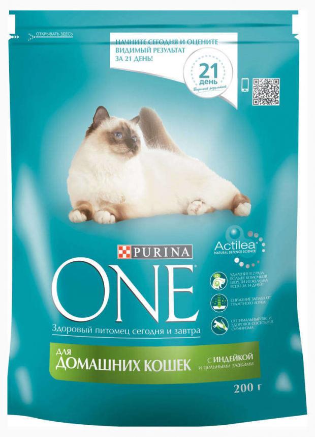 фото Корм для домашних кошек purina one индейка и цельные злаки, 200 г