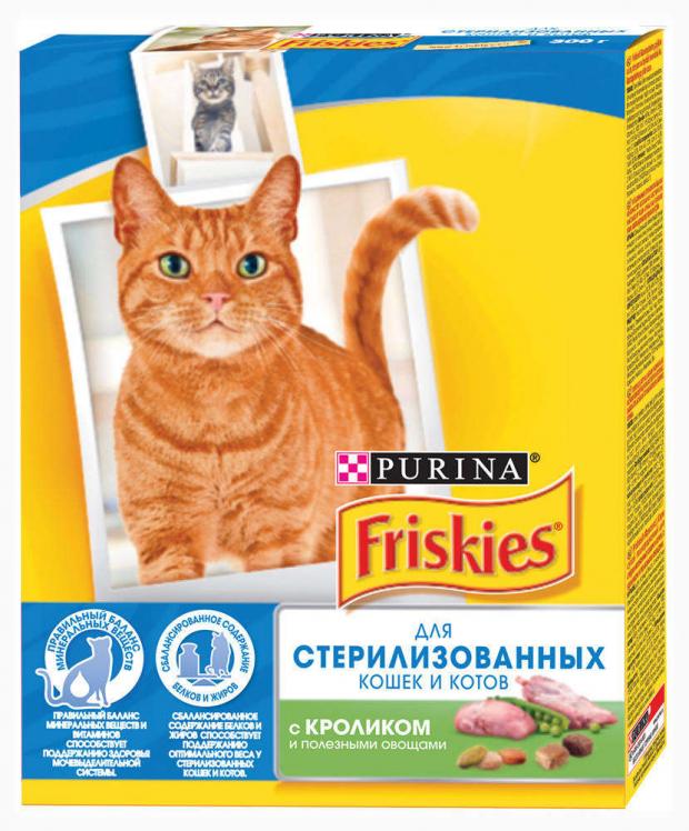 фото Сухой корм для стерилизованных кошек friskies c кроликом и овощами, 300 г