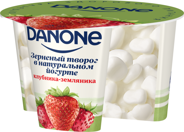 фото Творог danone зерненый в йогурте клубника-земляника 5%, 150 г