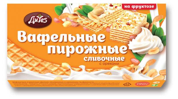 Вафельные пирожные ДиYes сливочные с орехами на фруктозе 190 г 103₽