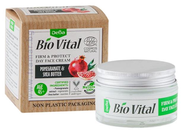 фото Крем для лица и шеи дневной deva bio vital с био-экстрактом граната био-маслом ши 45+, 50 мл deba