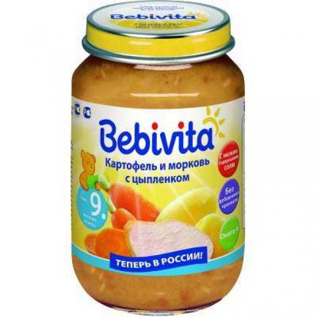 фото Пюре bebivita картофель и морковь с цыпленком с 9 мес, 190 г