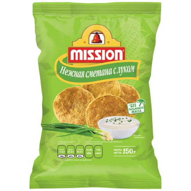 

Чипсы кукурузные Mission со вкусом сметаны и лука, 150 г