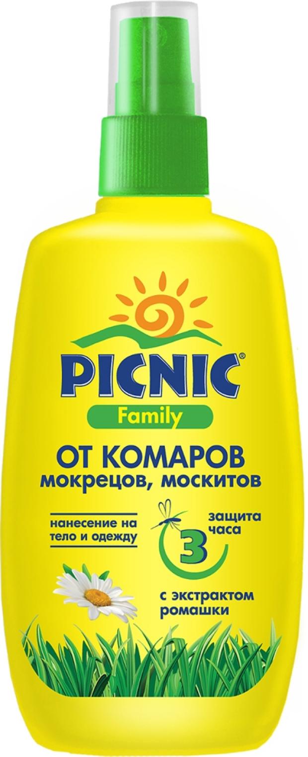 фото Спрей от комаров мокрецов москитов picnic family с экстрактом ромашки от 3-х лет, 120 мл