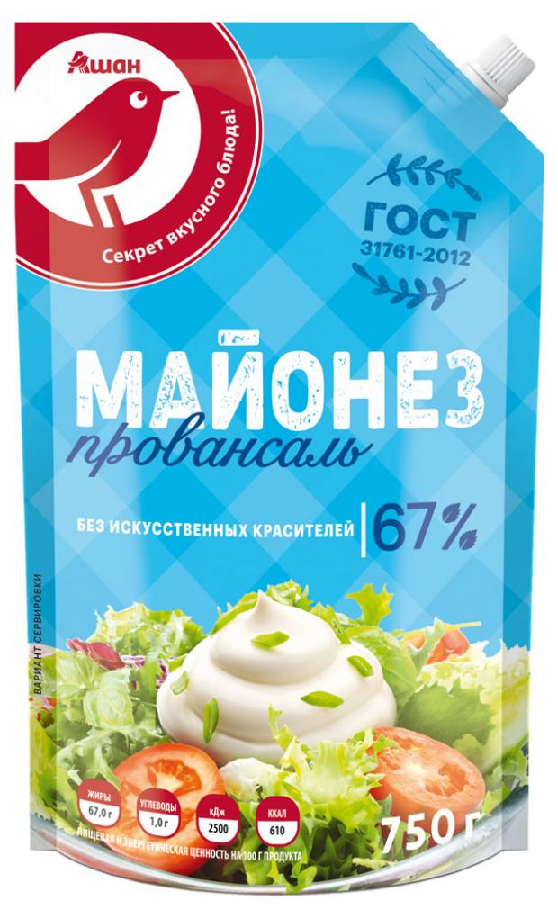 

Майонез Auchan Красная Птица Провансаль 67%, 750 г