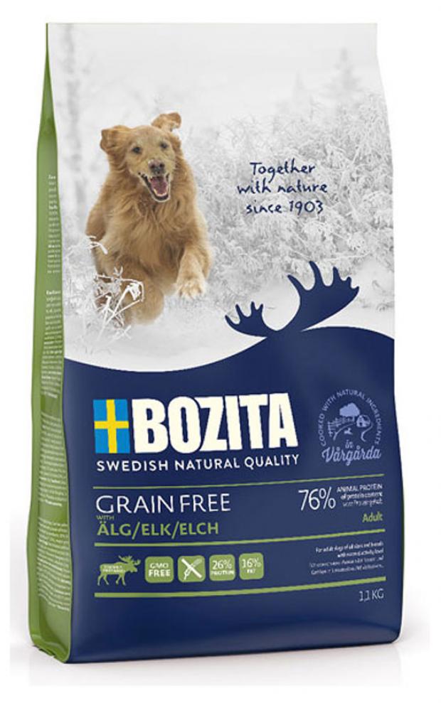 фото Сухой корм для собак bozita grain free elk беззерновой для взрослых лосем, 1,1 кг