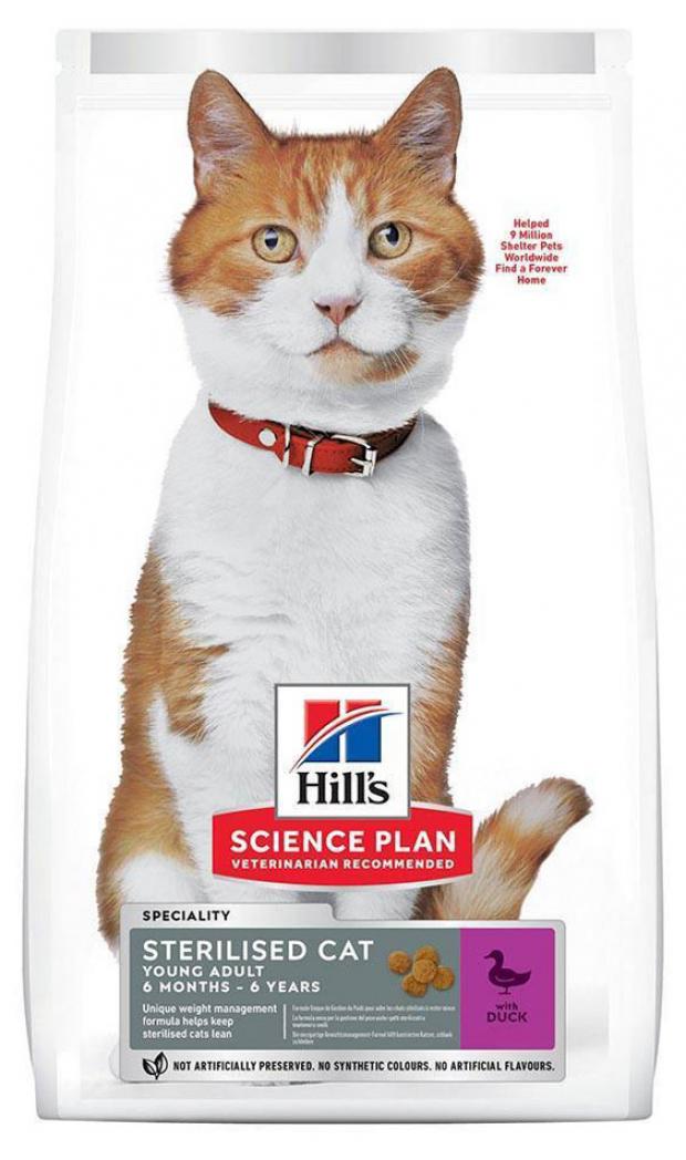 фото Сухой корм для стерилизованных кошек hill`s science plan sterilised cat утка, 300 г hill's