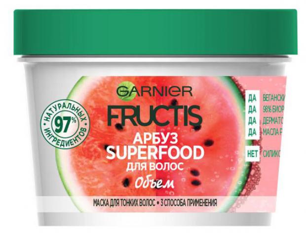 фото Маска для волос garnier fructis superfood арбуз объем для тонких волос, 390 мл