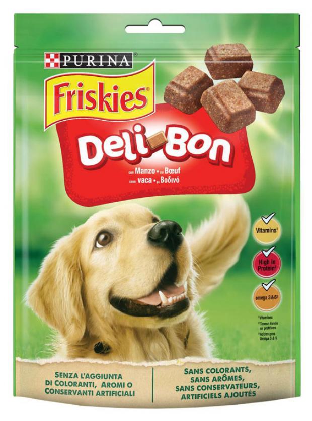 фото Лакомство для взрослых собак friskies deli-bon с говядиной, 130 г