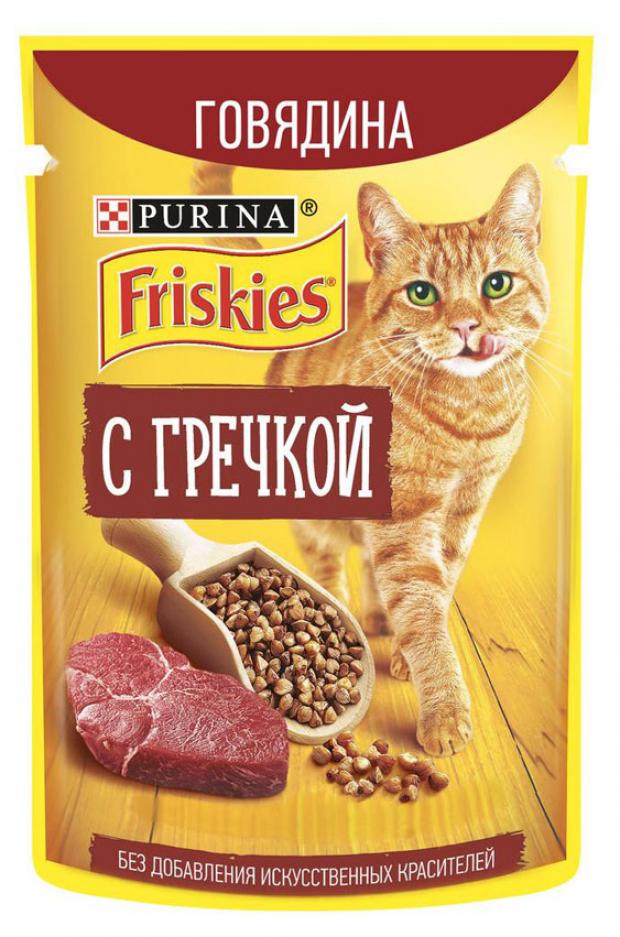 фото Корм для взрослых кошек friskies с говядиной и гречкой в подливе, 75 г