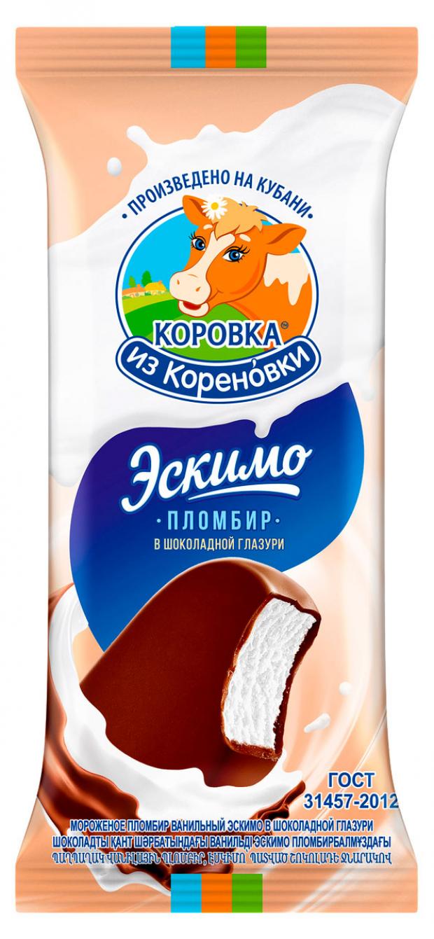 Мороженое пломбир «Коровка из Кореновки» эскимо в шоколадной глазури, 80 г