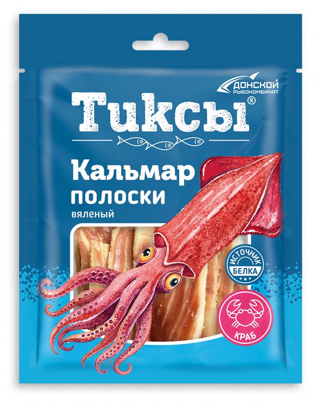 Кальмар валеный «Тиксы» полоски со вкусом краба, 70 г